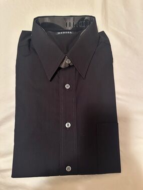 Black Men's Dress Shirt Button-Up Collared